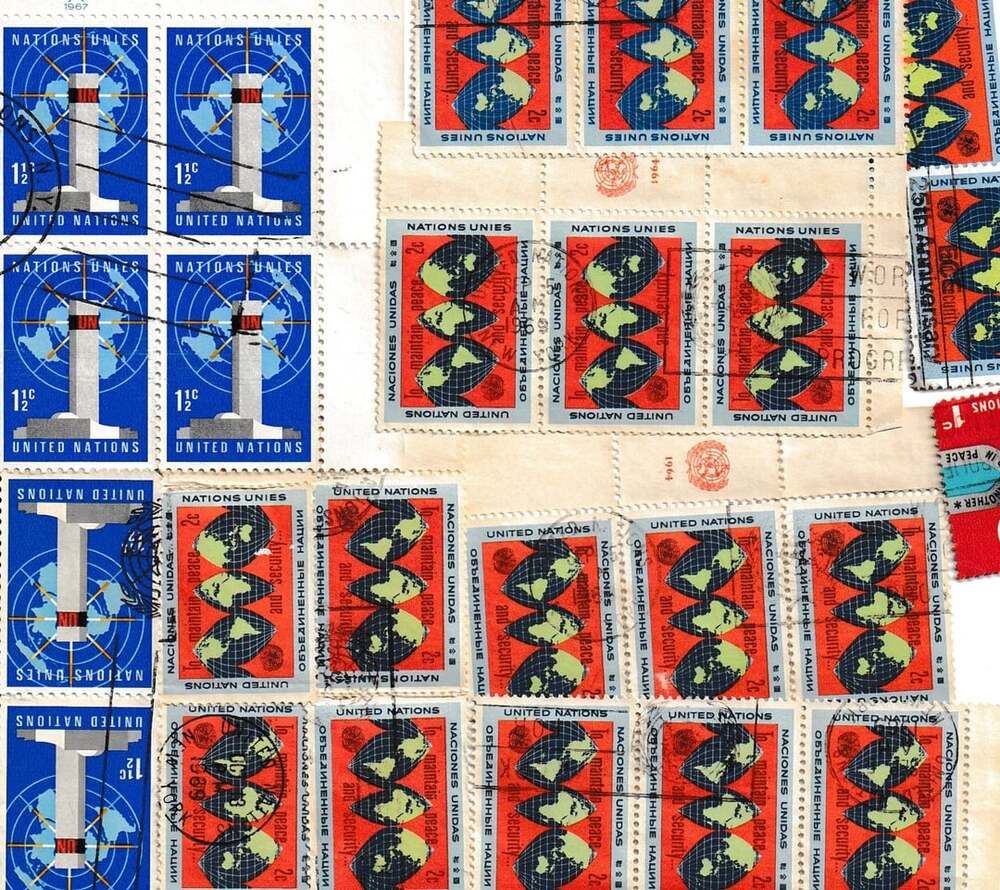 Vintage United Nations 1964 and 1967 To Maintain Peace Definitive Stamp Blocks